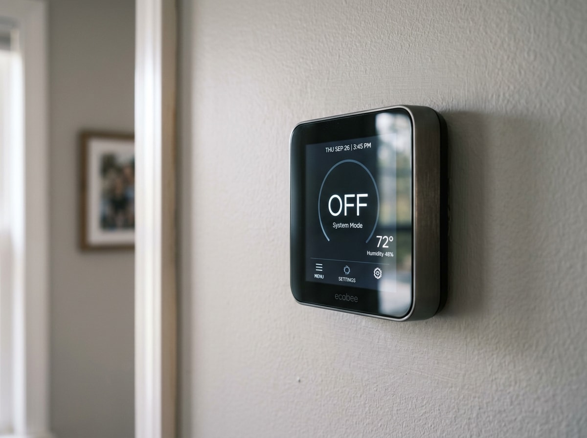 Thermostat switched to off position during AC defrost process