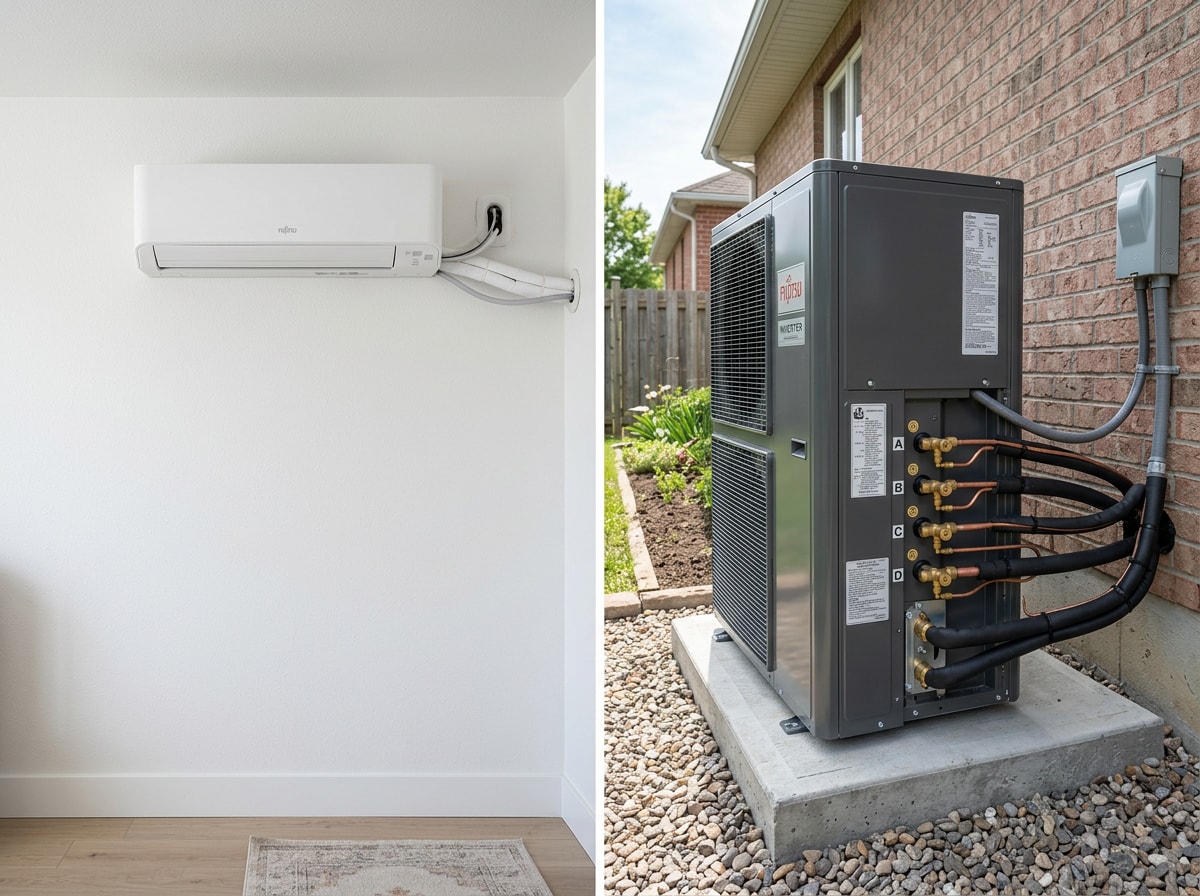 Comparison of a single-zone mini split indoor head versus a multi-zone outdoor condenser setup