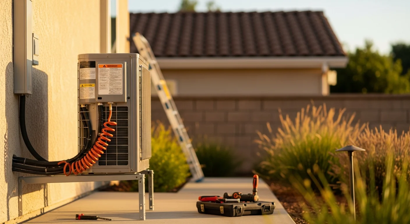 Air conditioning unit installed on the side of a home in Cupertino