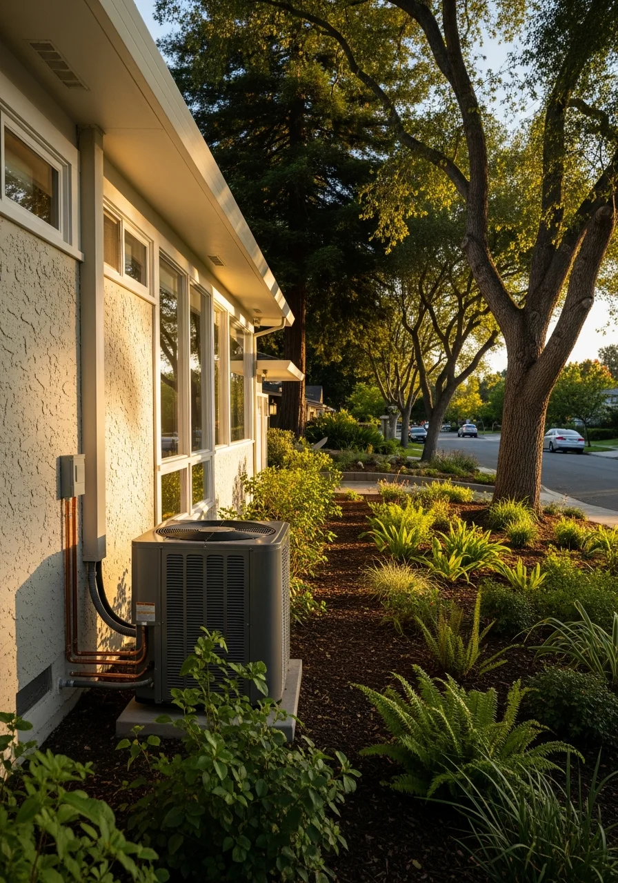 Detail of a Palo Alto home's exterior with classic architecture and manicured landscaping.