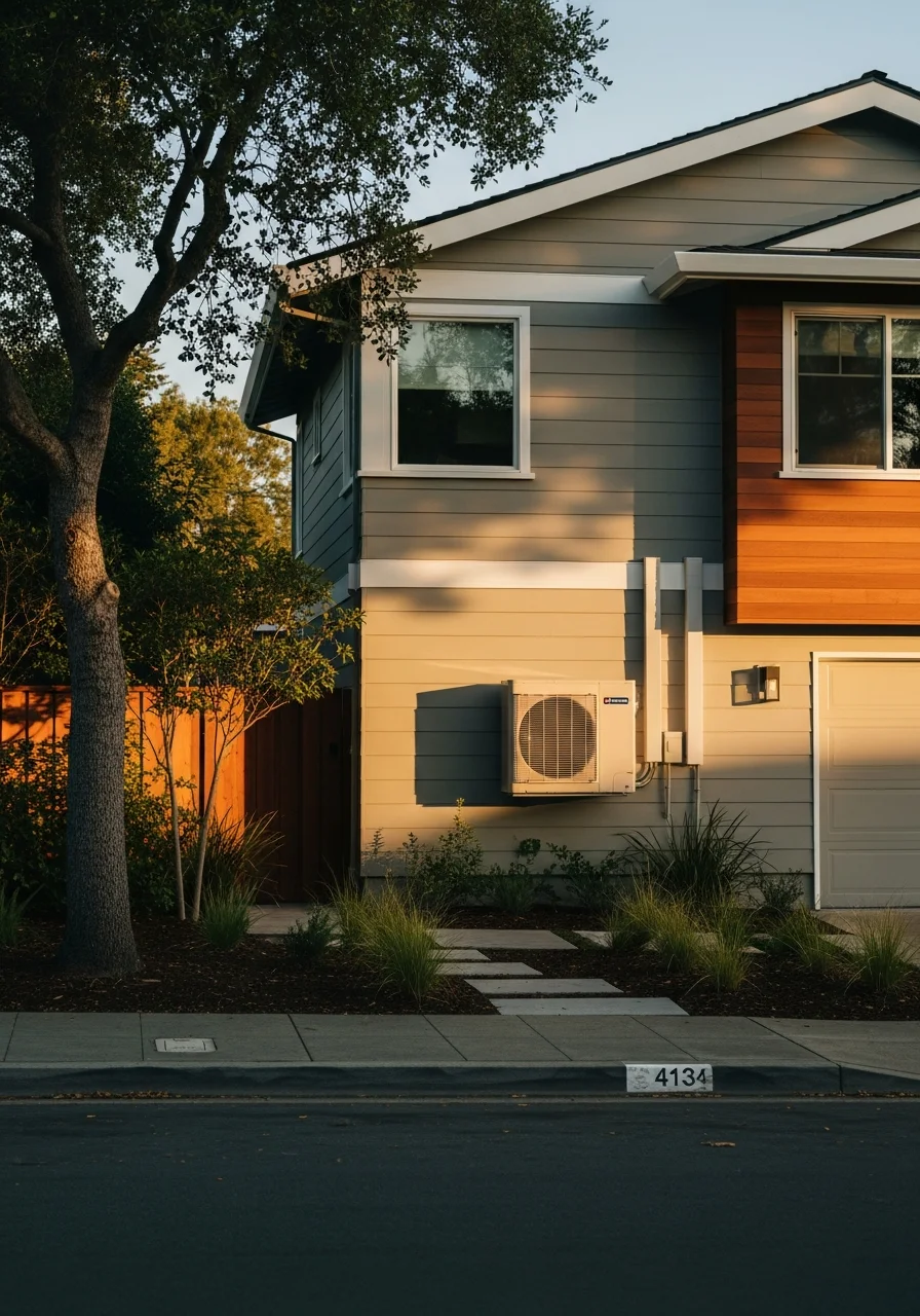 Redwood City home exterior with updated finishes and landscaping.