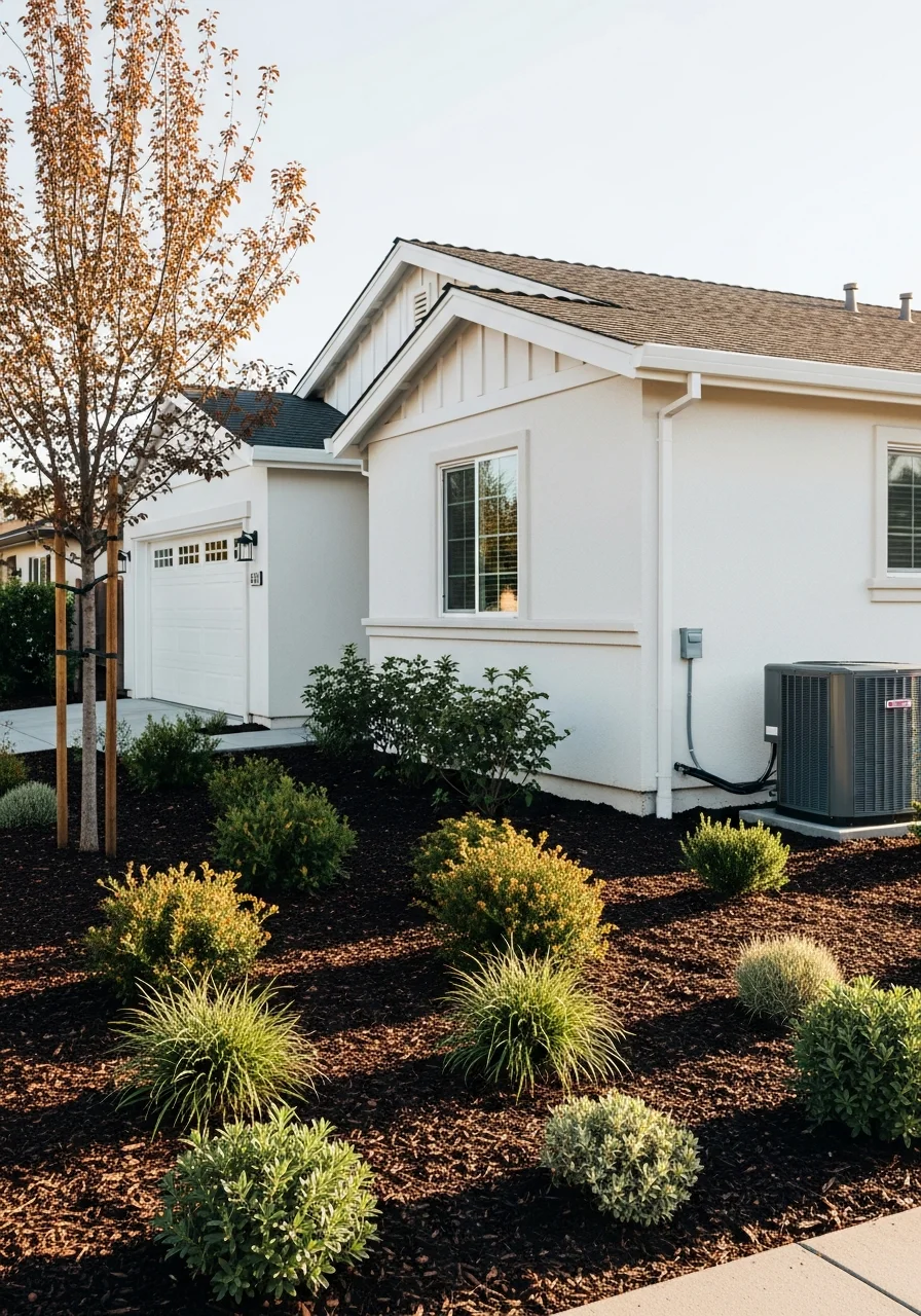 Close-up of a well-maintained Santa Clara home exterior with modern updates and landscaping.